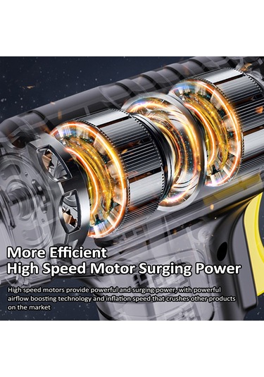 Wezone Araç Lastik Hava Pompa, Akıllı Dijital Ekranlı, Otomatik Durma, Led Işık, 4000mah Pil, 3 Fişli, El Tahliye, Ev Ve Araç Kullanıma Uygun, Siyah