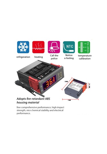 Moveevo Stc-1000 Dijital Sıcaklık Kontrol Cihazı, Akvaryum İçin Otomatik Isıtma-soğutma, Sıcaklık Ayarlama, Alarm Ve Gecikme Özellikli, 110-220v