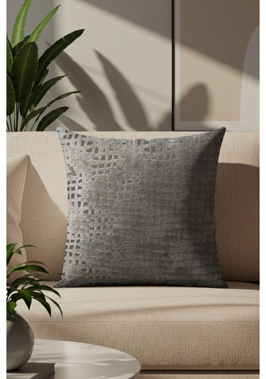 Sezyon Riva Desenli 50 50 Zeytin Grisi Kırlent Kılıfı Zeytin Grisi