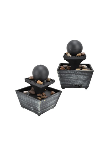 Hangfox Ev Ofis Masaüstü Su Feneri - Usb Pilli Plastik Dekoratif Alet - Led Işıklı Doğal Akıntı Sesli Ornament