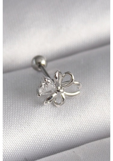 Ceylan Adam 316l Çelik Gümüş Renk Zirkon Taş Detay Kurdele Model Tragus Piercing Çok Renkli