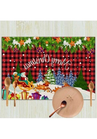 Novahub Ülkesi Tarzı Retro Placemat Placemat Noel Mat Masa Keten Batı Avrupa Anti-kirli Amerika 22 Ch Çok Renkli