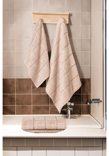 Varol Kare Micro Cotton Banyo Havlusu 90x150cm Bej-90x150cm Bej