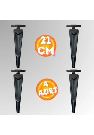 21 Cm Metal Klas Koltuk Ayağı Mobilya Ayağı Ünite Ayağı Konsol Ayağı Puf Berjer Ayağı 4 Adet Siyah