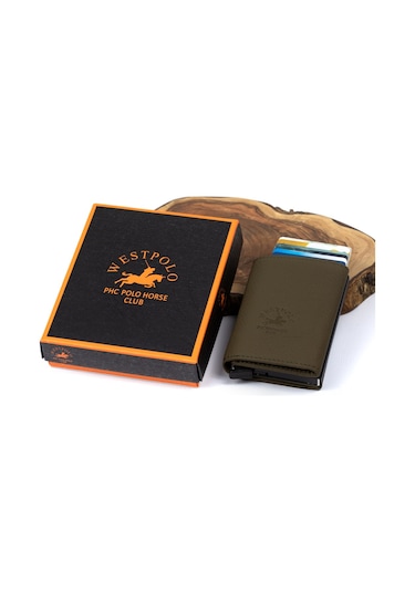 Westpolo Hakiki Deri Isme Özel Mekanizmalı Erkek Cüzdan Kartlık