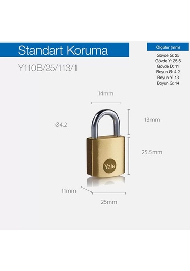 25mm Pirinç Gövdeli Asma Kilit