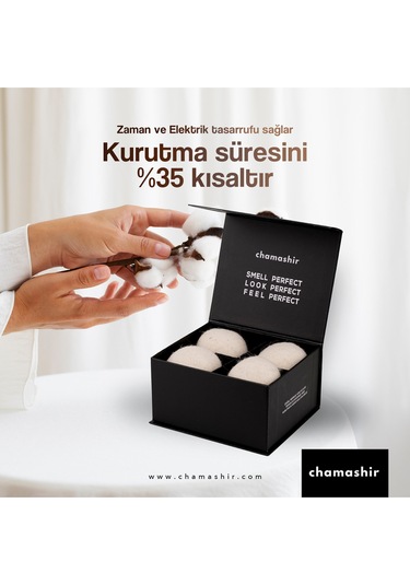 4'lü Doğal Yün Kurutma Topu Ve Kurutma Mendili Seti Çamaşırlarda Ekstra Yumuşaklık Beyaz