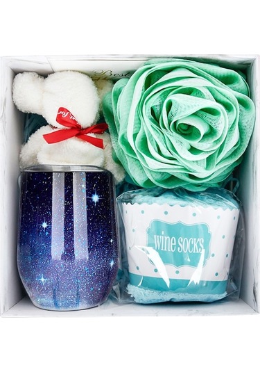 12oz Çift Katlı Vakumlu Paslanmaz Çelik Termos Bardak 8'li Set - Isı/sıcak Tutma, Paket: Termos, Kapak, Kart, Peluş Ayı, Banyo Topu, Pasta Şekilli Çorap, Pipet Ve Fırça Diğer Diğer