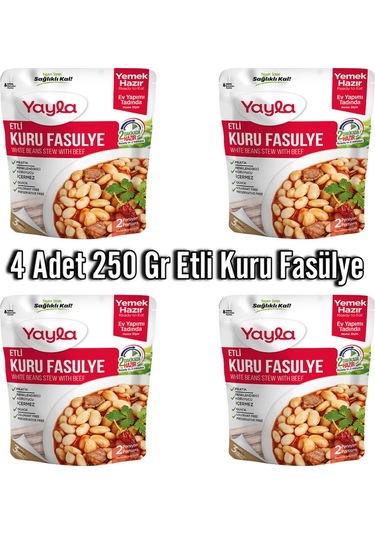Yayla Etli Kuru Fasülye Aç Isıt Ye Hazır Yemek 4 x 250 G