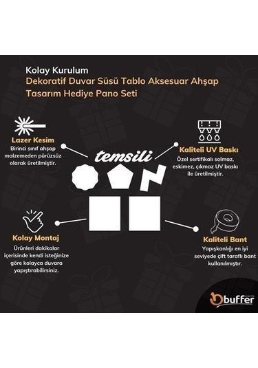 Evyora Deco103 Supermen Dekoratif Duvar Süsü Tablo Aksesuar Ahşap Tasarım Hediye Pano Sticker Seti