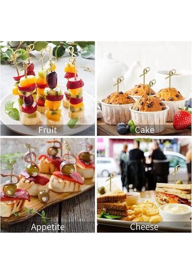 Vkemall 200 Adet Doğal Bambu Kokteyl Çubuğu - 12 Cm Meyve Şişleme Ve Süsleme İçin Diğer