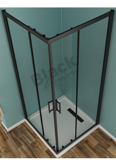 Blackline Siyah Köşe Duşakabin Şeffaf Cam H:190 Siyah