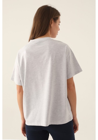 Yale Emblem Kar Melanj Kadın T-shirt 5274-42818 Kar Melanj