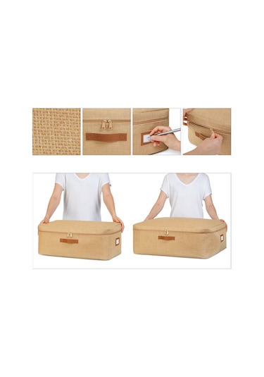 Ocean Home Textile 3'lü Jüt Baza Altı Hurç Set 1 Adet 52 x 28 x 21 / 2 Adet 62 x 46 x 22 cm