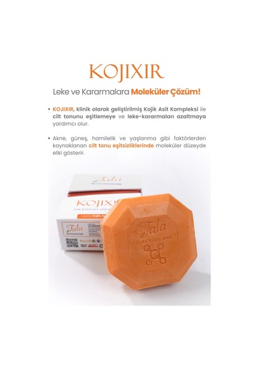 Tala Kojixir Moleküler Kojik Asit Sabunu Leke Karşıtı & Cilt Tonu Eşitleyici Zerdeçal Tanecikli 120 Gr 8682750475714 Zerdeçal