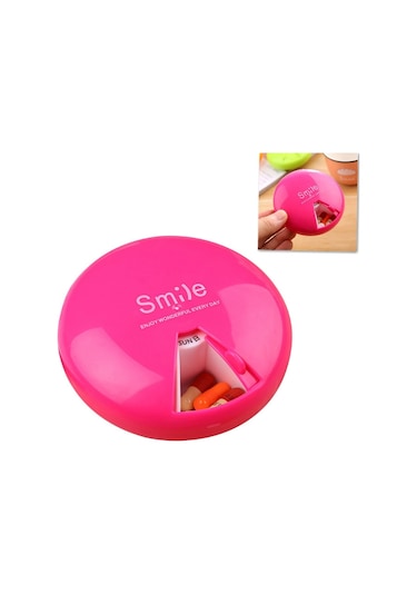 Sones Taşınabilir 7 Günlük İlaç Hap Kutusu Döndürme Hap Kutusu Gül Kırmızısı