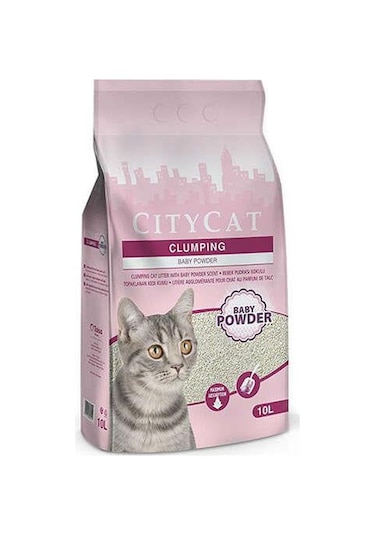 City Cat Bebek Pudra Kokulu Topaklaşan Bentonit Kedi Kumu 10 L