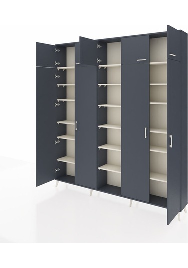 Arges Dolap 18 Raflı 9 Kapaklı 220x30x243 Antrasit-antrasit/aytaşı Antrasıt/aytası