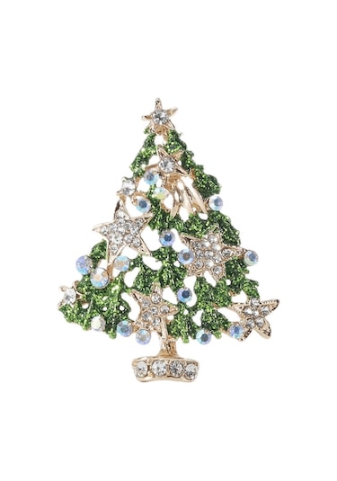 Kadınlar Kızlar İçin Noel Broş Pinleri Takı Avusturya Kristali Muhteşem Kış Dilek Ağacı Noel Süslemeleri İçin Küçük Yıldız Broşu Çok Renkli