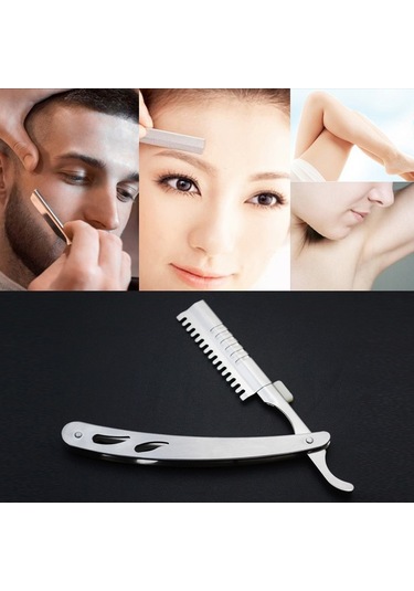 Sones Vintage Manuel Jilet Bıçağı Tutucu Tıraş Kaş Chimer Saç Kesim Bıçağı Tutucu Gümüş