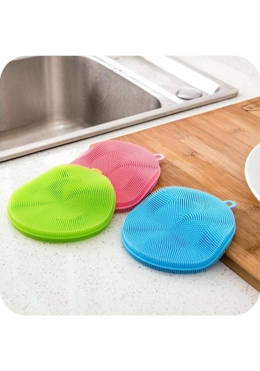 2 Li Çok Amaçlı Silikon Bulaşık Fırçası -nihale- Tutacak Renkli