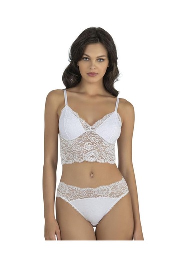 Fabony Bayan Dantelli Bralet Sütyen Külot Takımı 1310 Beyaz