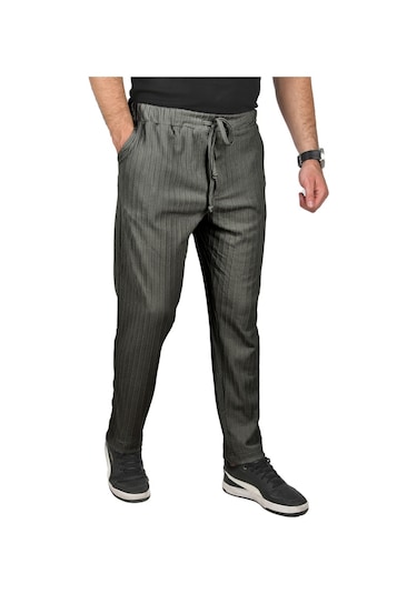 Deepsea Erkek Antrasit Rahat Kesim Örme Kumaş Beli Lastikli İnce Spor Pantolon 2502216 Antrasit