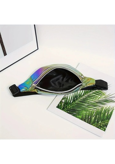 Fochsia Mavi Renkli Outdoor Bel Çantası, Yedi Renk Geçişli, Çapraz Omuz Çantası, Kamp Seyahat Günlük Kullanım Mavi