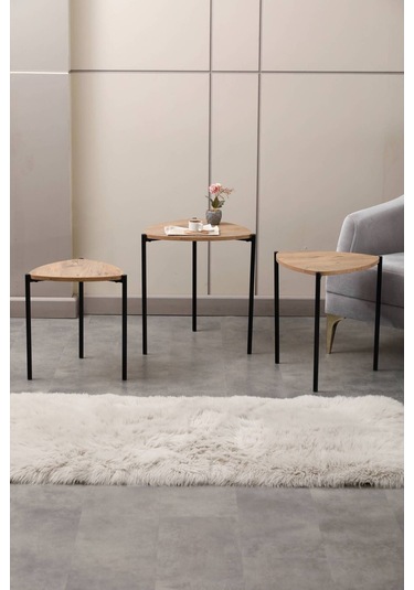 Sehpol Jasmin Zigon Sehpa 3'lü Siyah