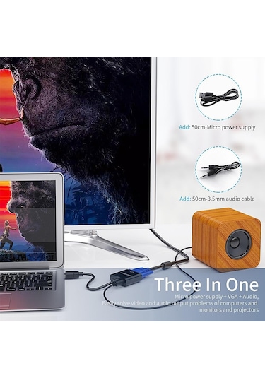 Essager Hdmı Uyumlu Vga Adaptör Kablosu 1080 P 3.5 Mm Jack Dönüştürücü Video Aux Ses Hdmı Uyumlu Vga Splitter Dizüstü Bilgisayar İçin
