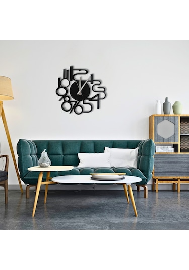 Ev, Ofis Ve Kafe Dekoru Için Sessiz Duvar Saati 40 Cm Siyah Met Siyah