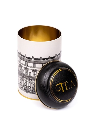 City Tea Desenli Yuvarlak Metal Kutu, 10.5 X 15 Cm, 1.1 Lt