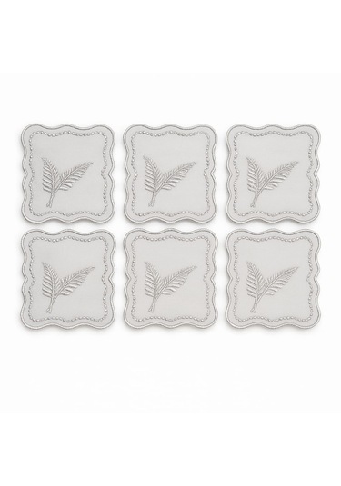 Upeka 6'lı Tela Peçete Bardak Fincan Altlığı Gümüş İşlemeli Kokte