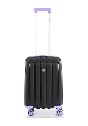 Mçs Bavul Orta Ve Kabin 2li Set Kırılmaz Silikon Valiz V305 Siyah/lila Siyah