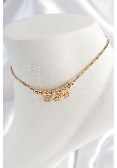 316l Çelik Gold Renk Yaşam Ağacı Figür Kadın Halhal Çok Renkli