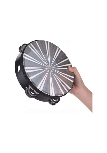 Midex Tf-28sl Çift Sıra 6 Zilli Gümüş Renk Derili Tef Tamburin 20.5 Cm