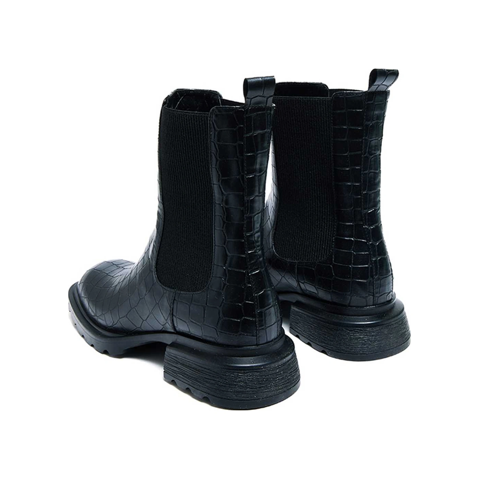 Bestello Lastikli Termo Taban Düz Bot 281-1908 Kadın Bot Siyah Kroko