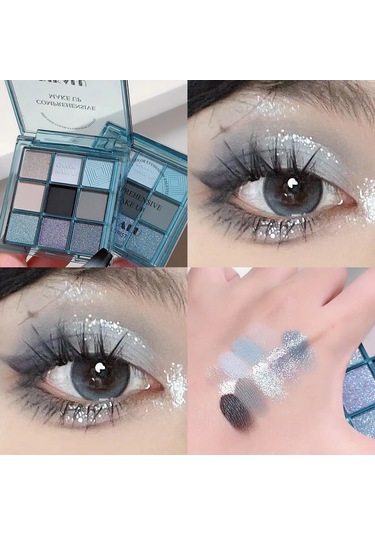 9 Renk Koyu Punk Dumanlı Göz Farı Paleti Gri Pembe Inci Mat Göz Farı Parlatıcı 14 01