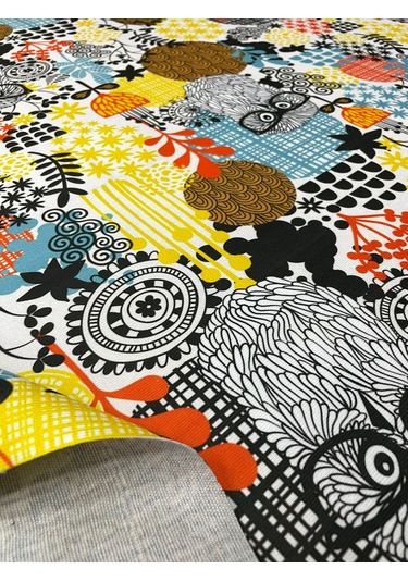 Baykuş Desenli Kumaş Kırlentlik Döşemelik Kumaş Dijital Baskı