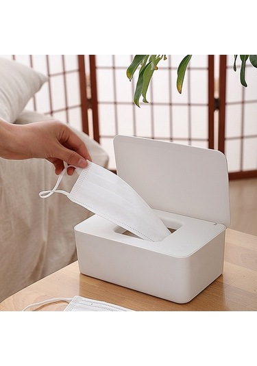 Novahub Taşınabilir Maske & Islak Mendil Kutusu - Toz Geçirmez, Tek Kullanımlık, Ev/dış Mekan/kişisel Tercih Beyaz