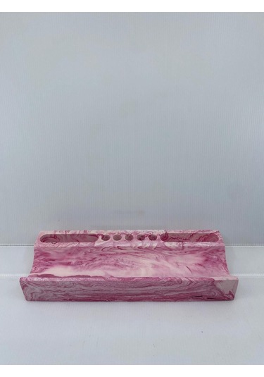 Mermer Desenli Beton Ev Ofis Masa Düzenleyici Kalemlik Organizer Pembe Pempe