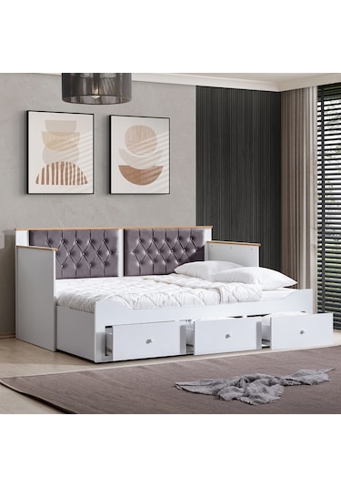 Alaçatı Divan Çekmeceli Açılır Çift Kişilik Karyola+soft Yatak