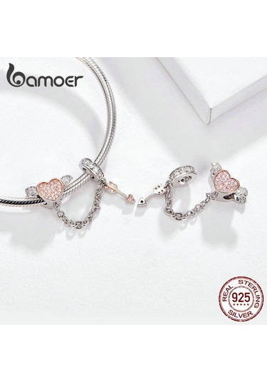 Bamoer 925 Ayar Gümüş Ok Aşk Tanrısı Kalp Kanat Aşk Kolye Zinciri Kadınlar İçin Yılan Takılar Gümüş
