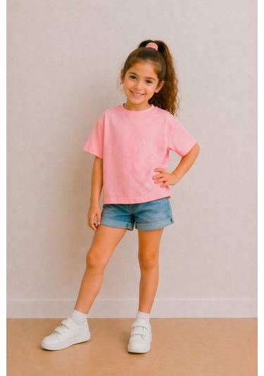 Zuzunga Kız Çocuk Basic Kısa Kollu T-shirt Pembe