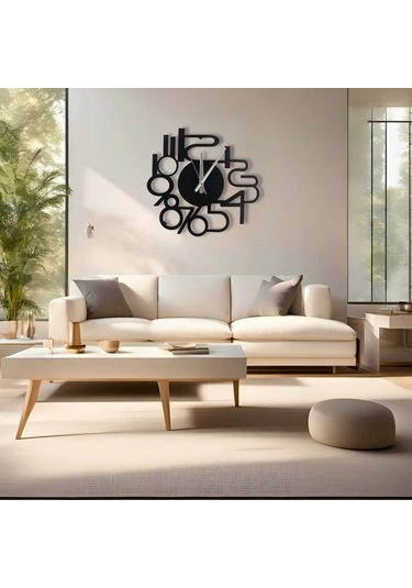 Ev, Ofis Ve Kafe Dekoru Için Sessiz Duvar Saati 40 Cm Siyah Met Siyah