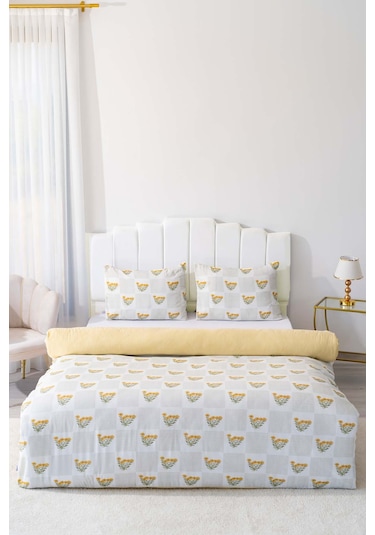 Sementa Çift Kişilik Nevresim Takımı Pamuklu Sarı