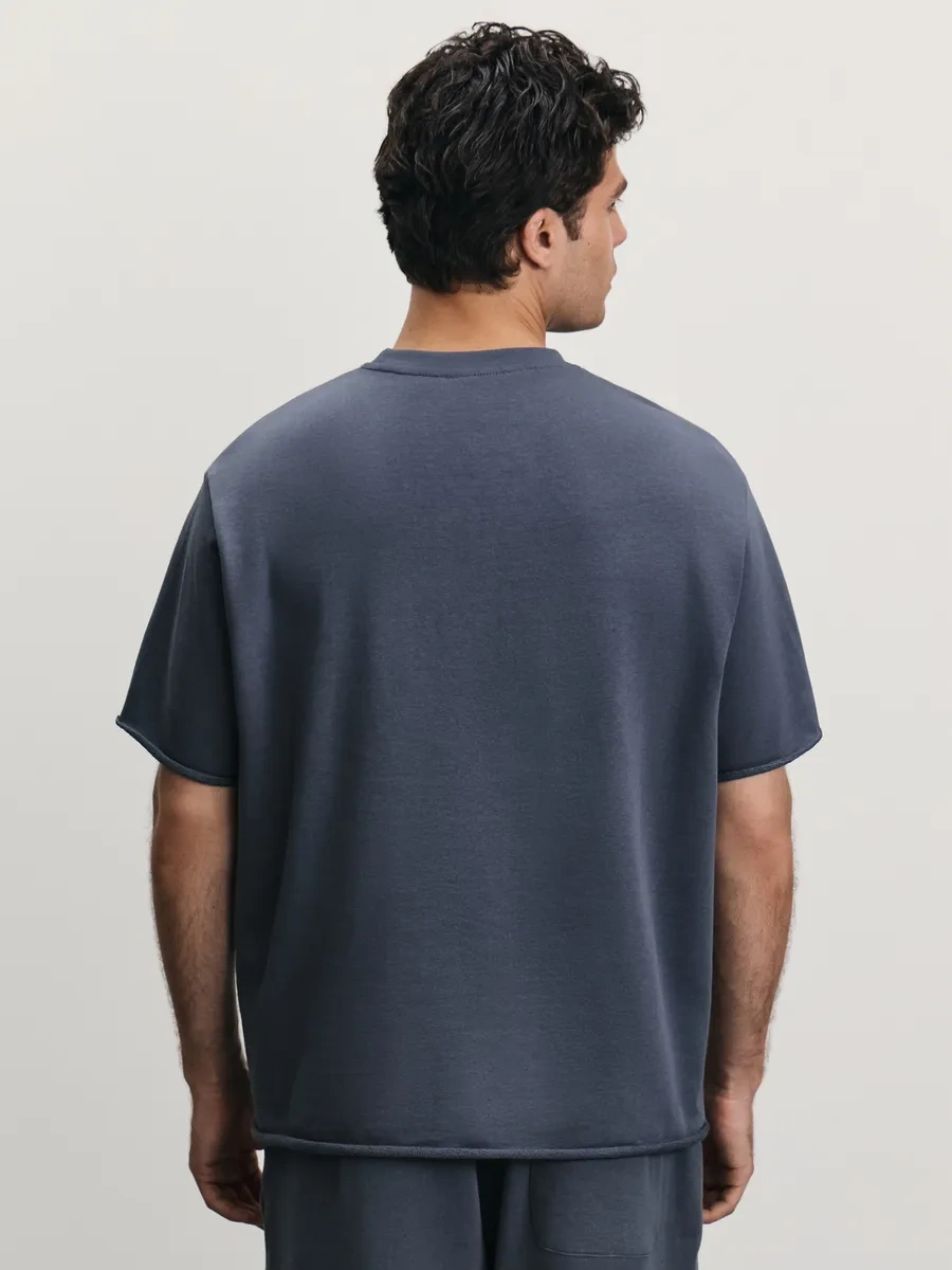 Zarına Oversize Koşu Tişörtü Pamuklu İşlenmemiş Kenarlı 436584158 Gri