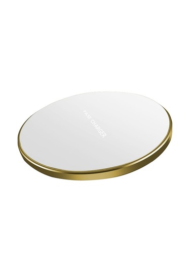 Hızlı Şarjlı Altın Renkli Kablosuz Şarj Cihazı - Telefon Kılıfıyla Uyumlu