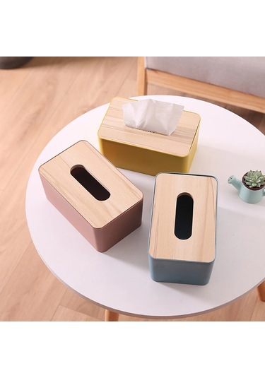 Sarı-ahşap Doku Kutu Tutucu Saklama Kutusu Çıkarılabilir Bambu Kapaklı Tuvalet Kağıdı Kutusu Peçete Tutucu Kılıf Kağıt Mendil Dağıtıcısı Ev İçin