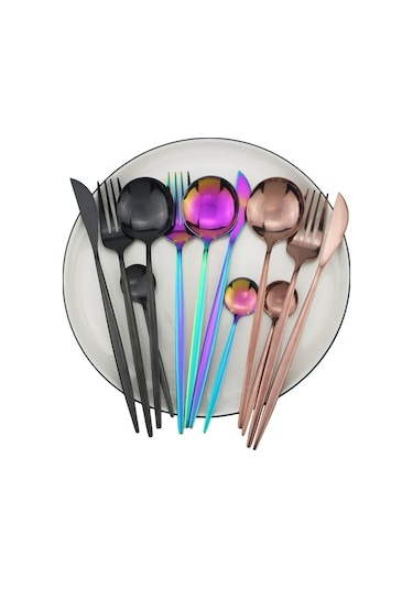 Agoodshop Siyah 8 Adet Paslanmaz Çelik Seyahat Çatal Bıçak Kaşık Seti Tk. 56468889 Siyah